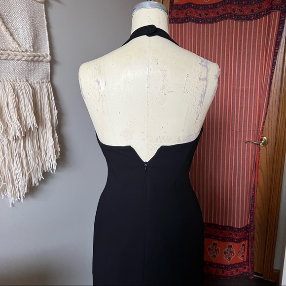 Vintage 90s Ann Taylor black halter formal floor length dress - Picture 3 of 4